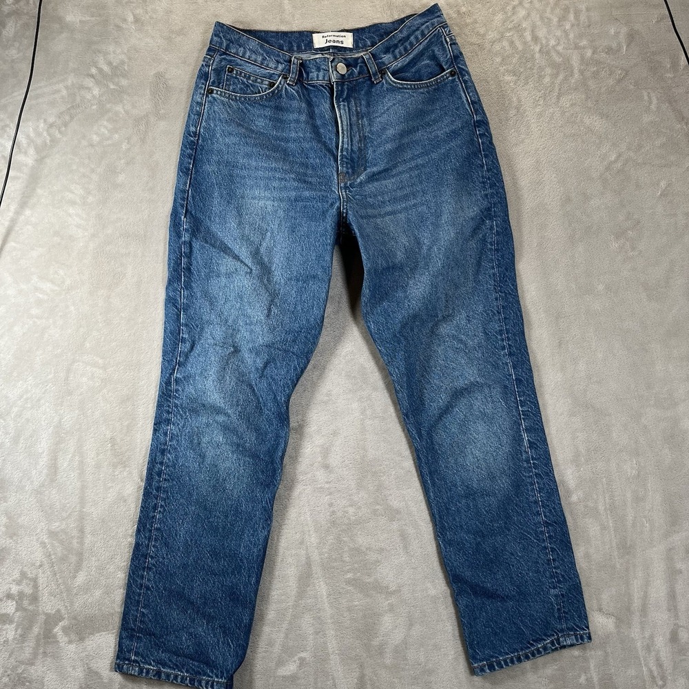 Reformation Jeans Women's Sz 28 Julia Crop High‎ Cigarette Denim Wash Milos